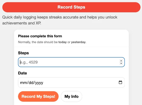 Record daily steps