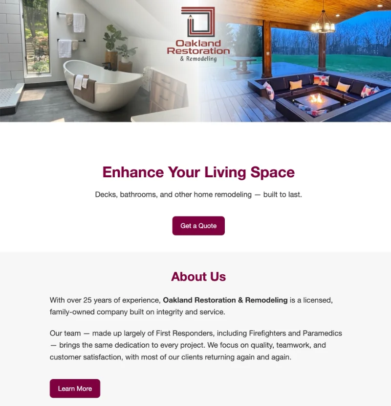 new website homepage